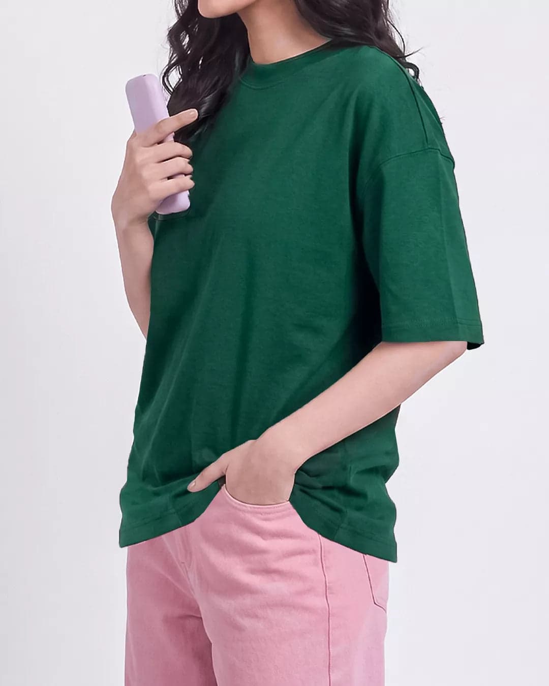Evergreen Hug Plain Oversized T-Shirt alternate view