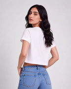 Women White Boxy Crop Fit Tshirt