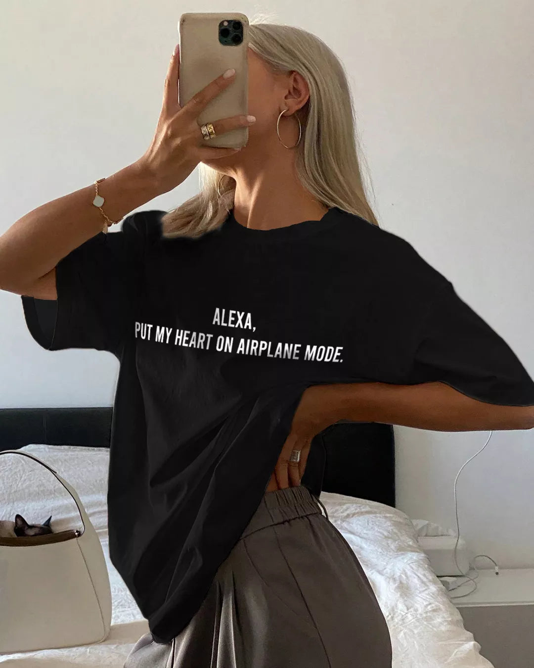 Alexa Put My Heart On Airplane Mode Unisex Oversized T-Shirt