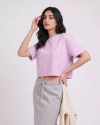 Baby Pink Boxy Crop Fit Tshirt For Women