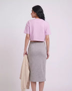 Baby Pink Boxy Crop Fit Tshirt For Women