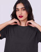 Women’s Black Boxy Crop T-Shirt