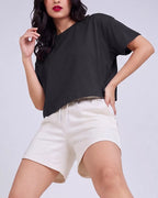 Women’s Black Boxy Crop T-Shirt