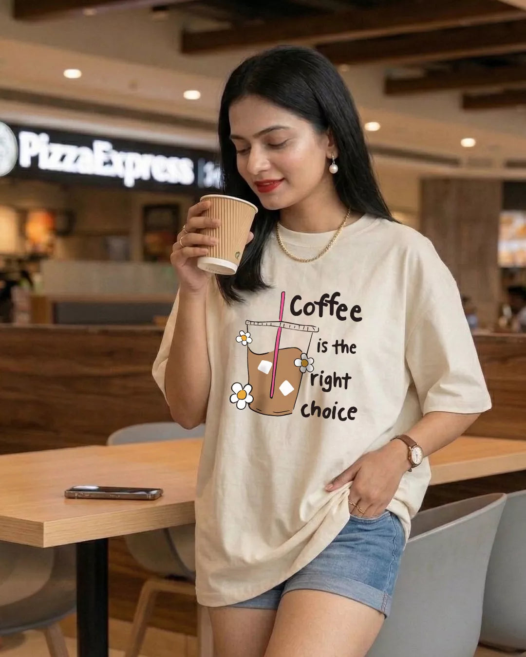 Coffee Is The Right Choice Unisex Oversized T-Shirt