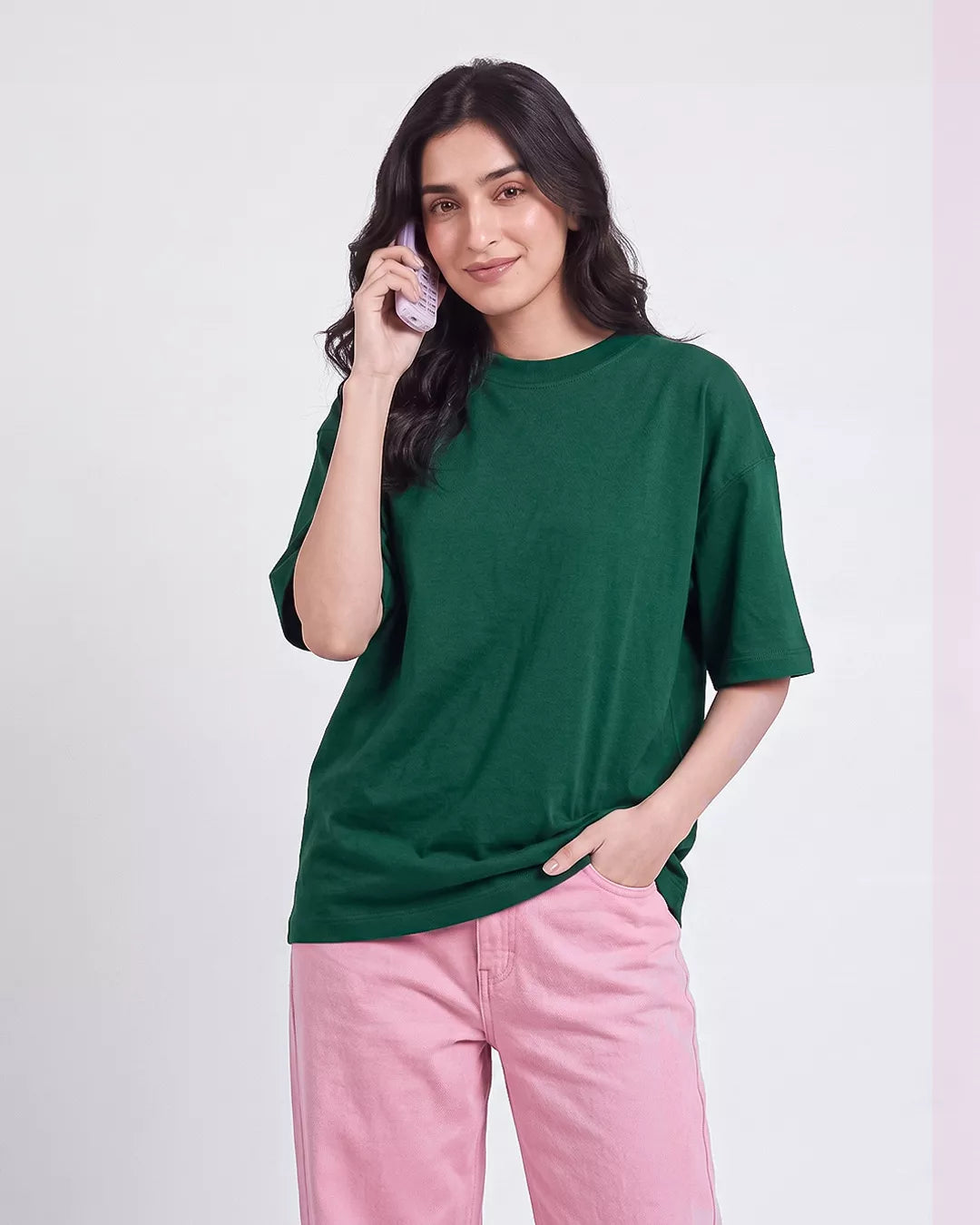 Evergreen Hug Plain Oversized T-Shirt