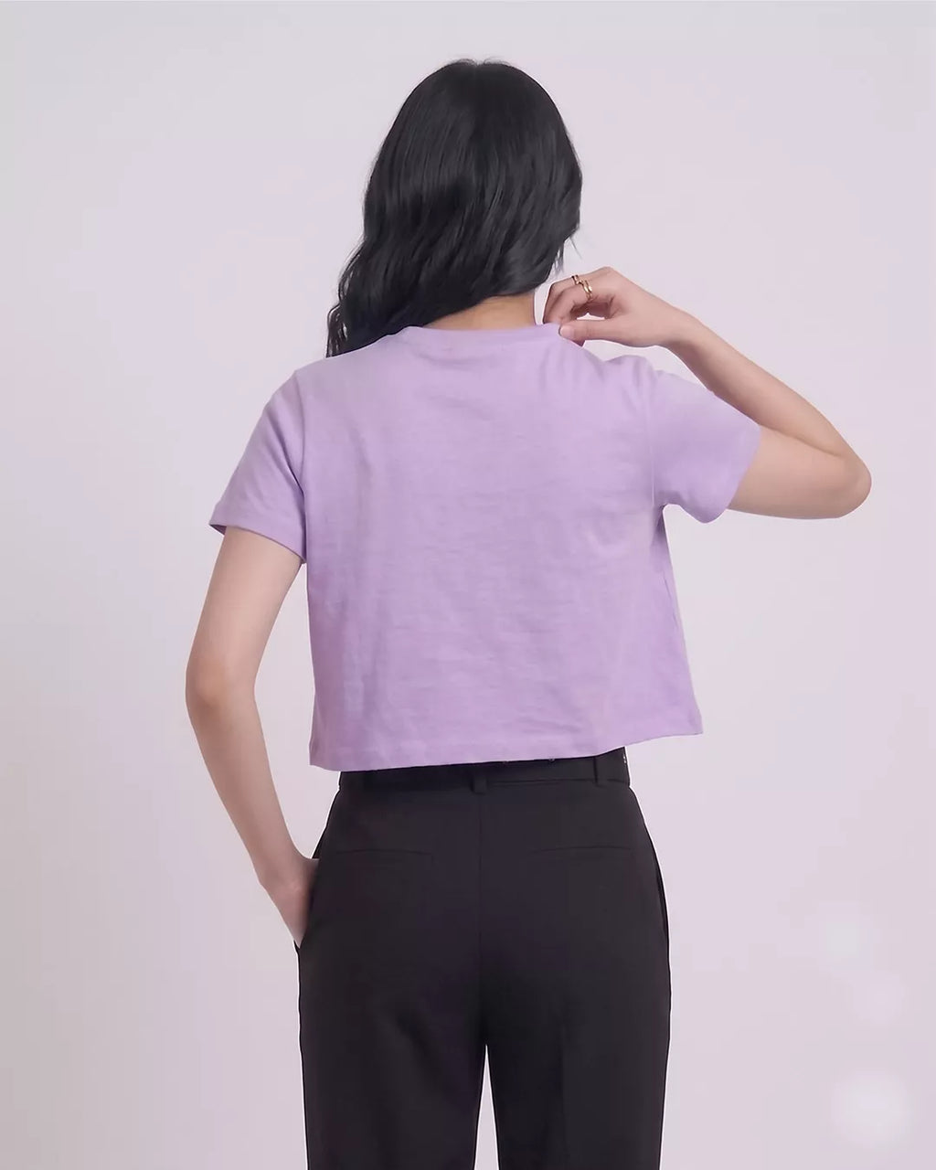 Women Lavender Boxy Crop Fit Tshirt