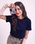 Women’s Navy Blue Crop Boxy T-Shirt
