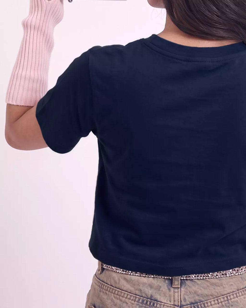 Women’s Navy Blue Crop Boxy T-Shirt