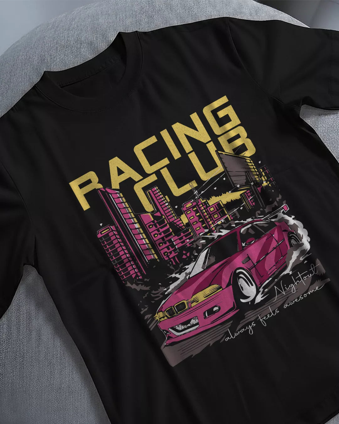 Racing Club Oversized T-Shirt for Women in India | Black Baggy Streetwear Tee