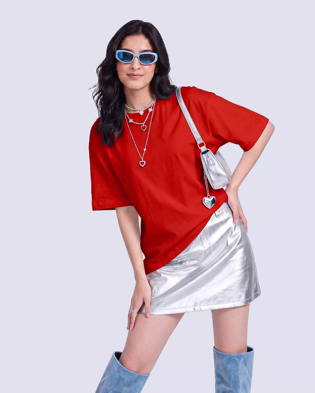 Red Plain Unisex Oversized T-Shirt