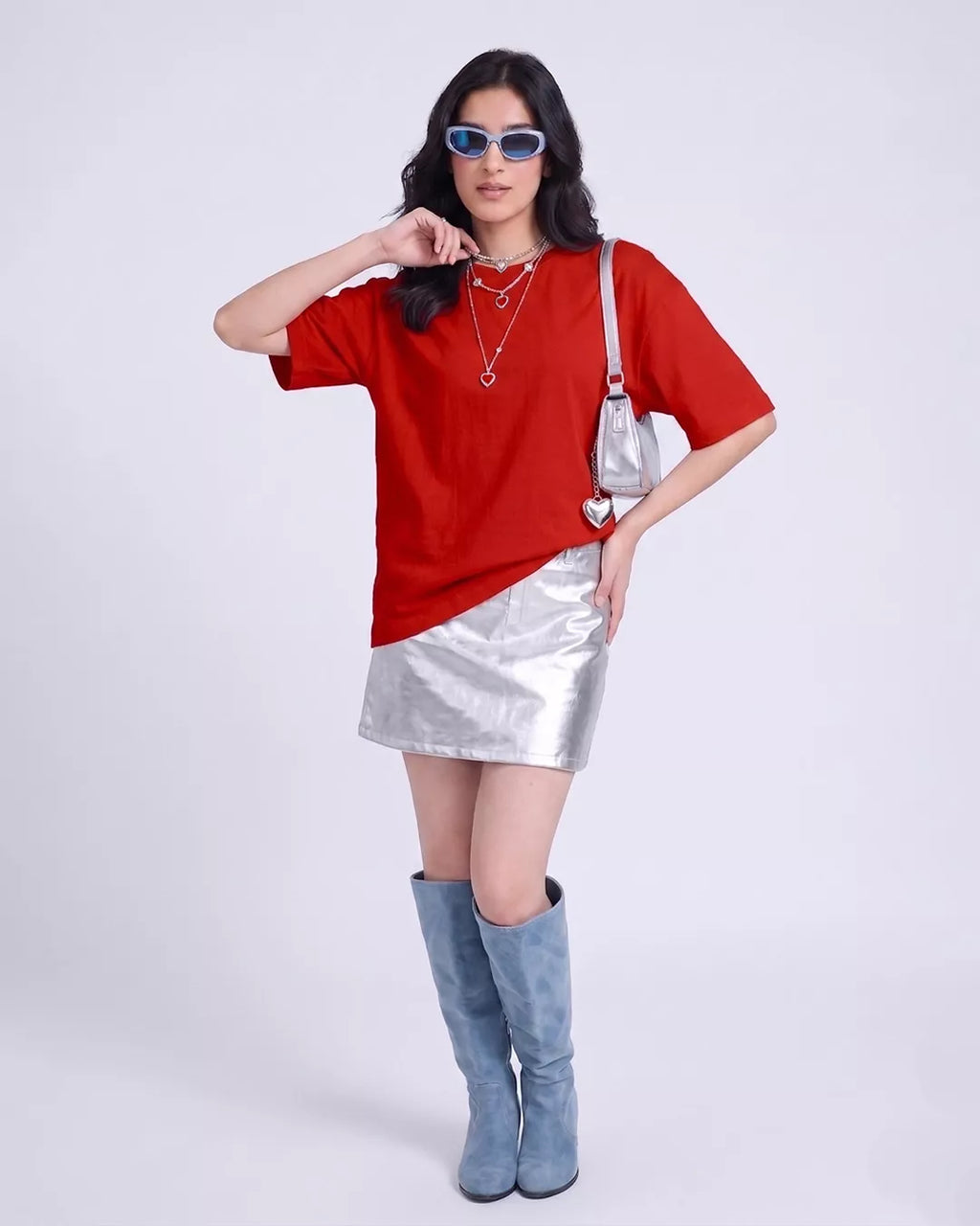 Red Plain Unisex Oversized T-Shirt