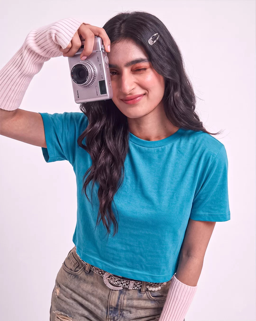Women Boxy Crop Short Sleeve Tshirt
