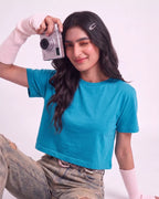 Women Boxy Crop Short Sleeve Tshirt